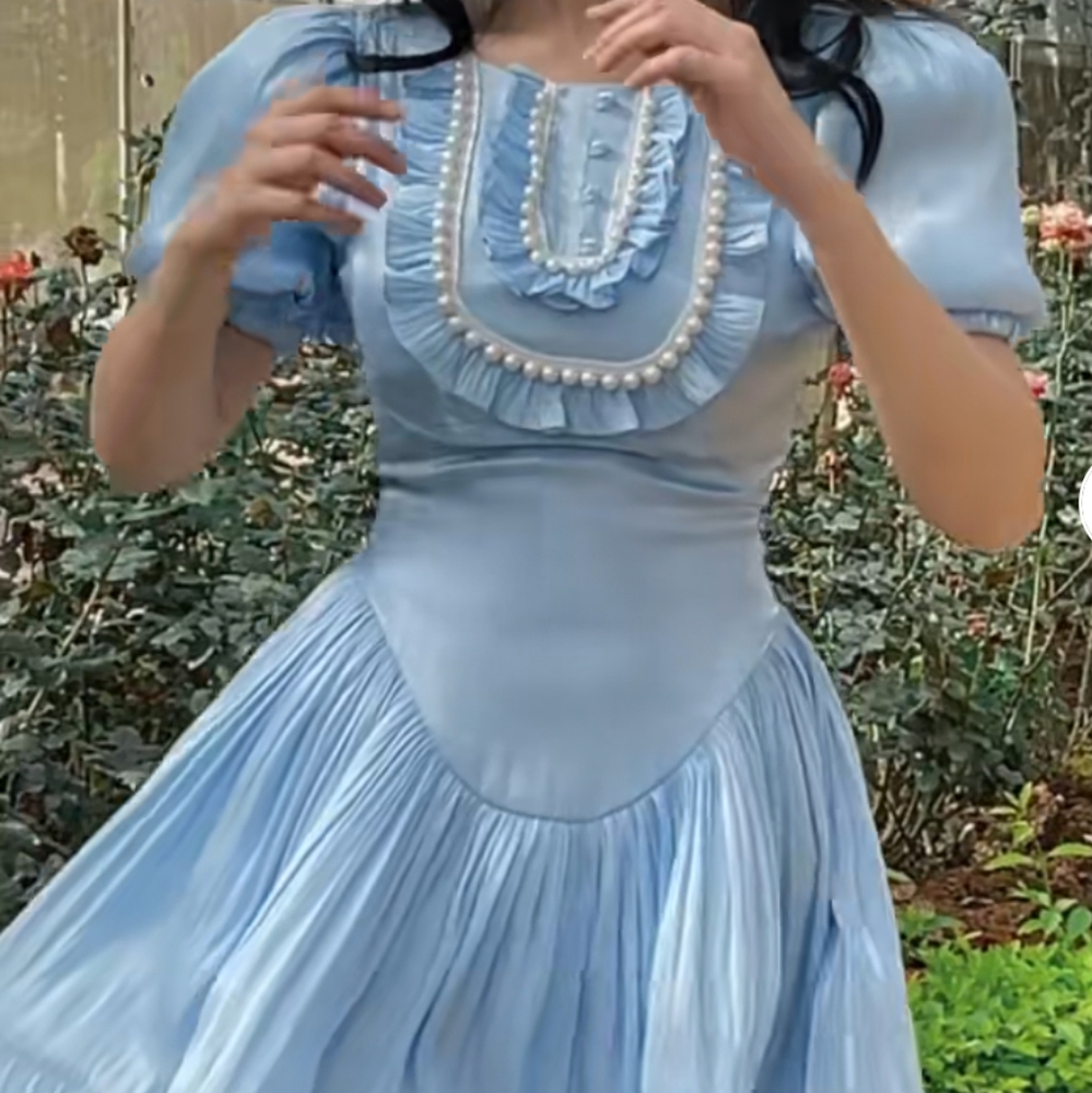 Dear josé blue drop waist mini dress